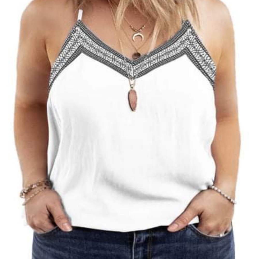 Navy and white tank